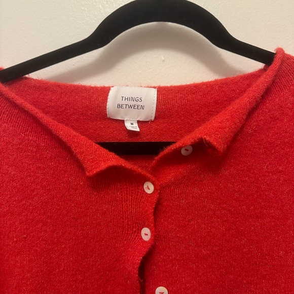 Red Button-Up Cardigan - Picture 2 of 3